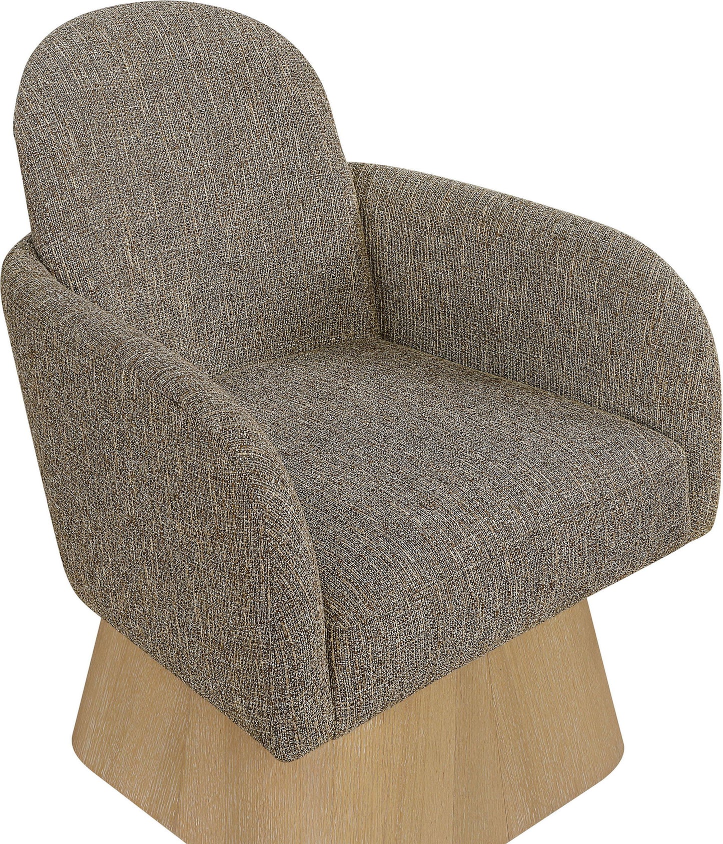 Marlowe - Linen Textured Fabric Upholstered Swivel Accent Chair - Stained Natural