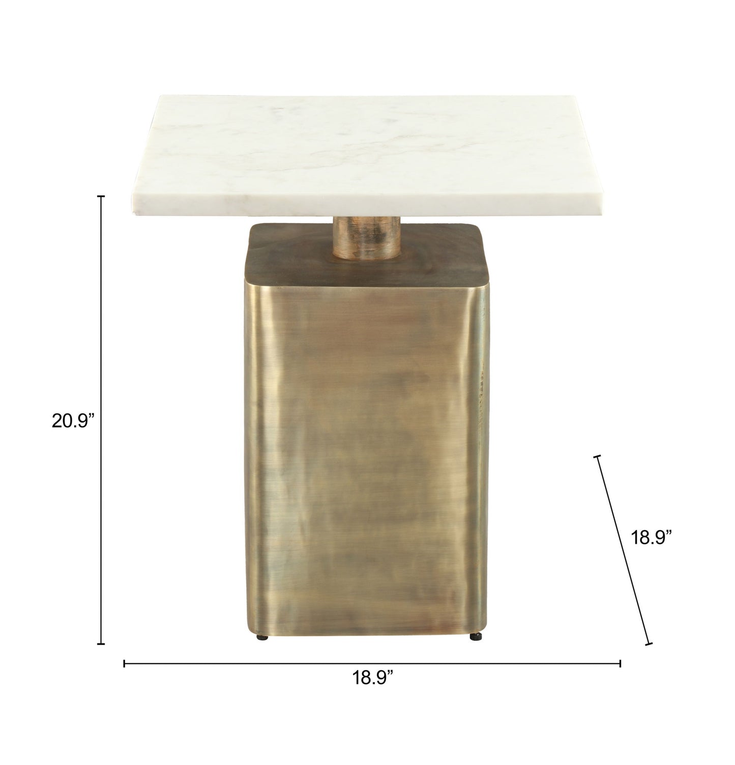 Nyra - Side Table - White / Brass
