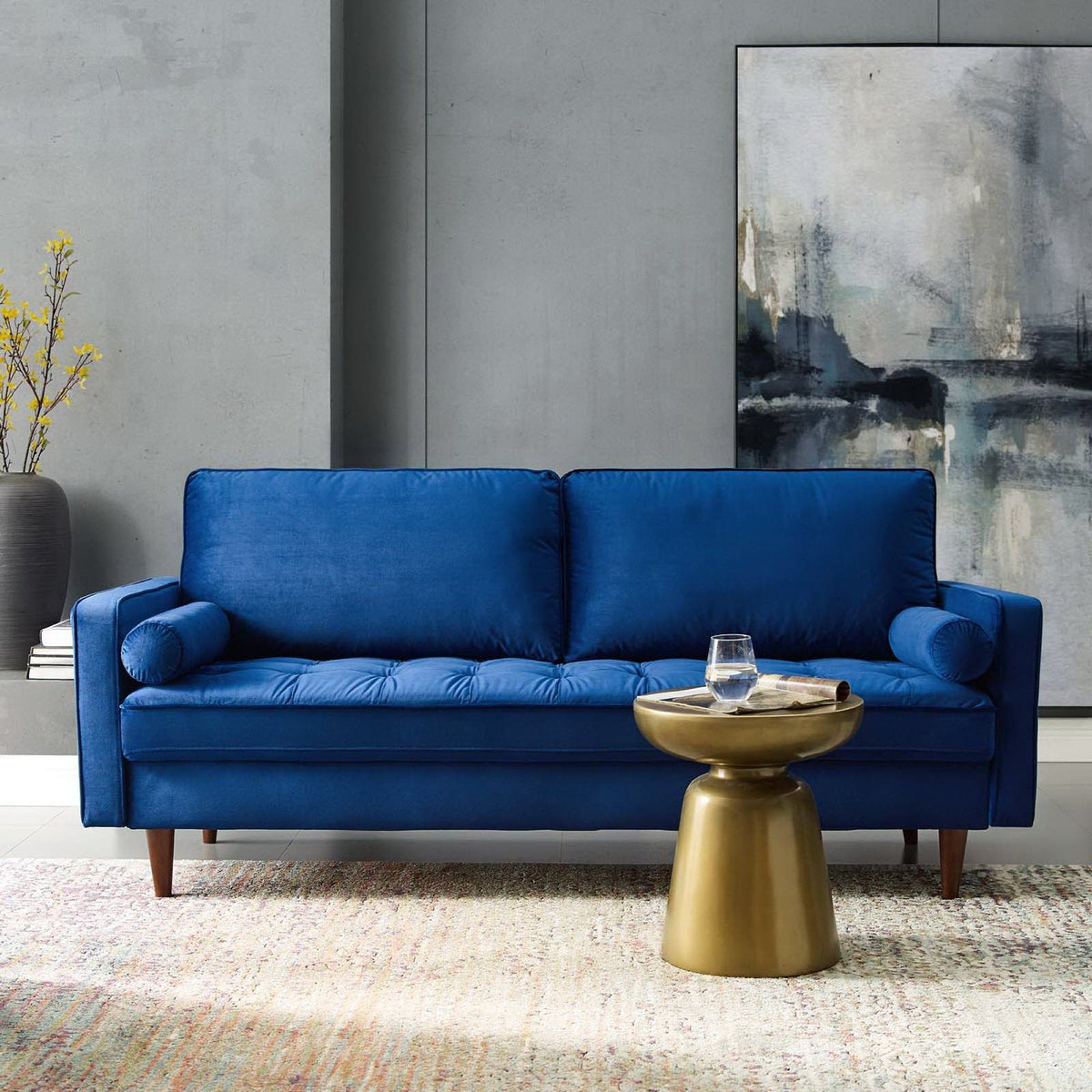 Valour Performance Velvet Sofa - Navy