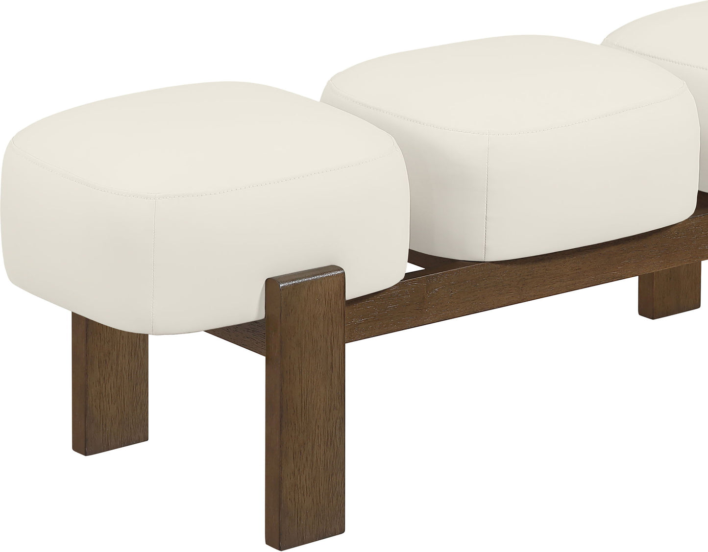Woodcrest - Vegan Leather Upholstered Bench - Painted Brown Walnut Base
