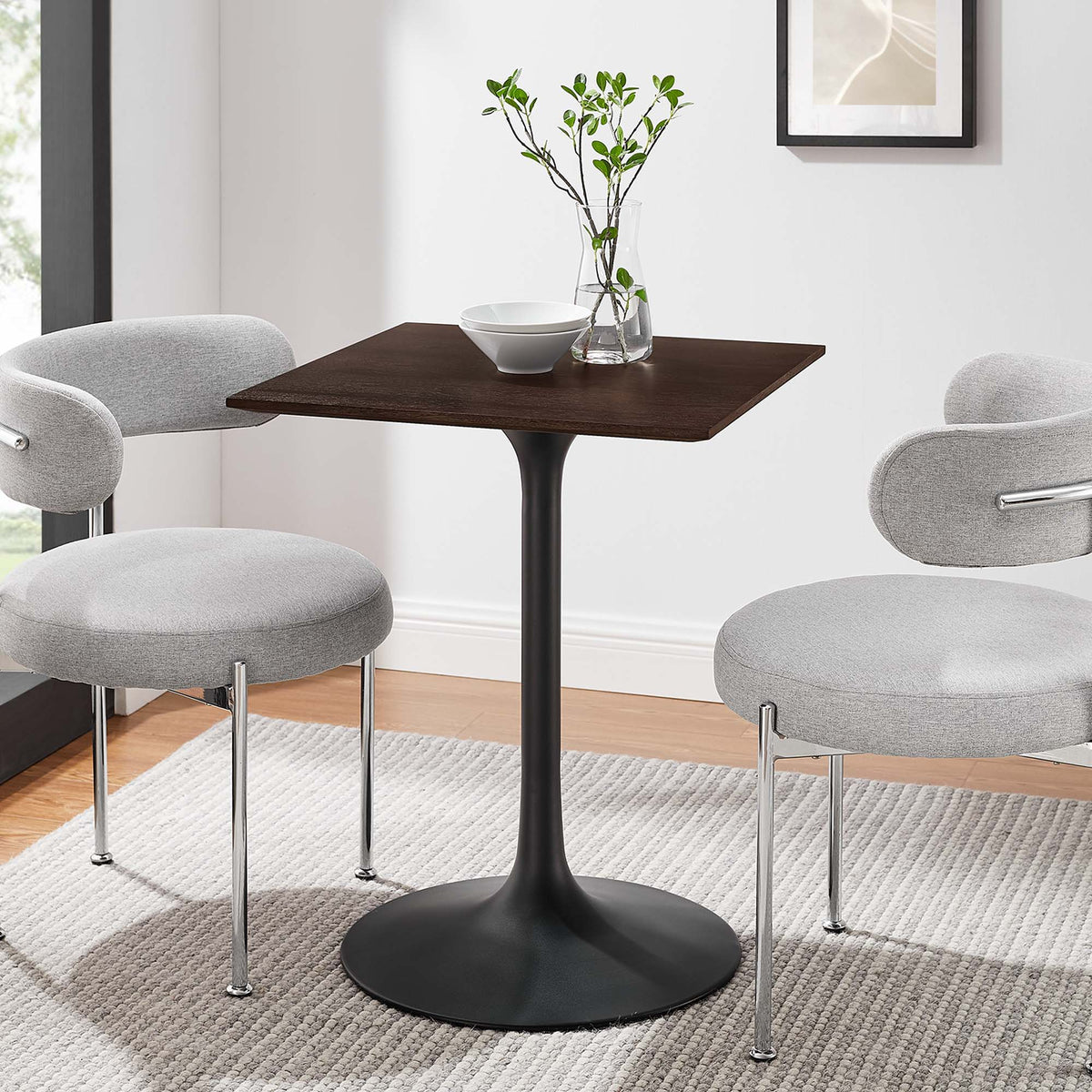 Lippa Square Wood Dining Table - 24", Black Cherry Walnut