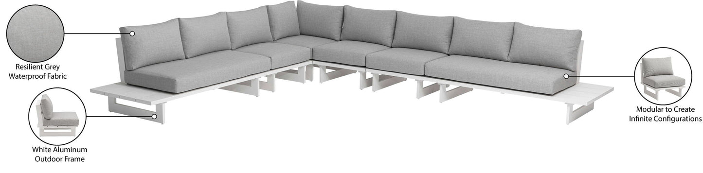 Maldives - 6 Piece Water Resistant Outdoor Patio Modular Sectional With White Base