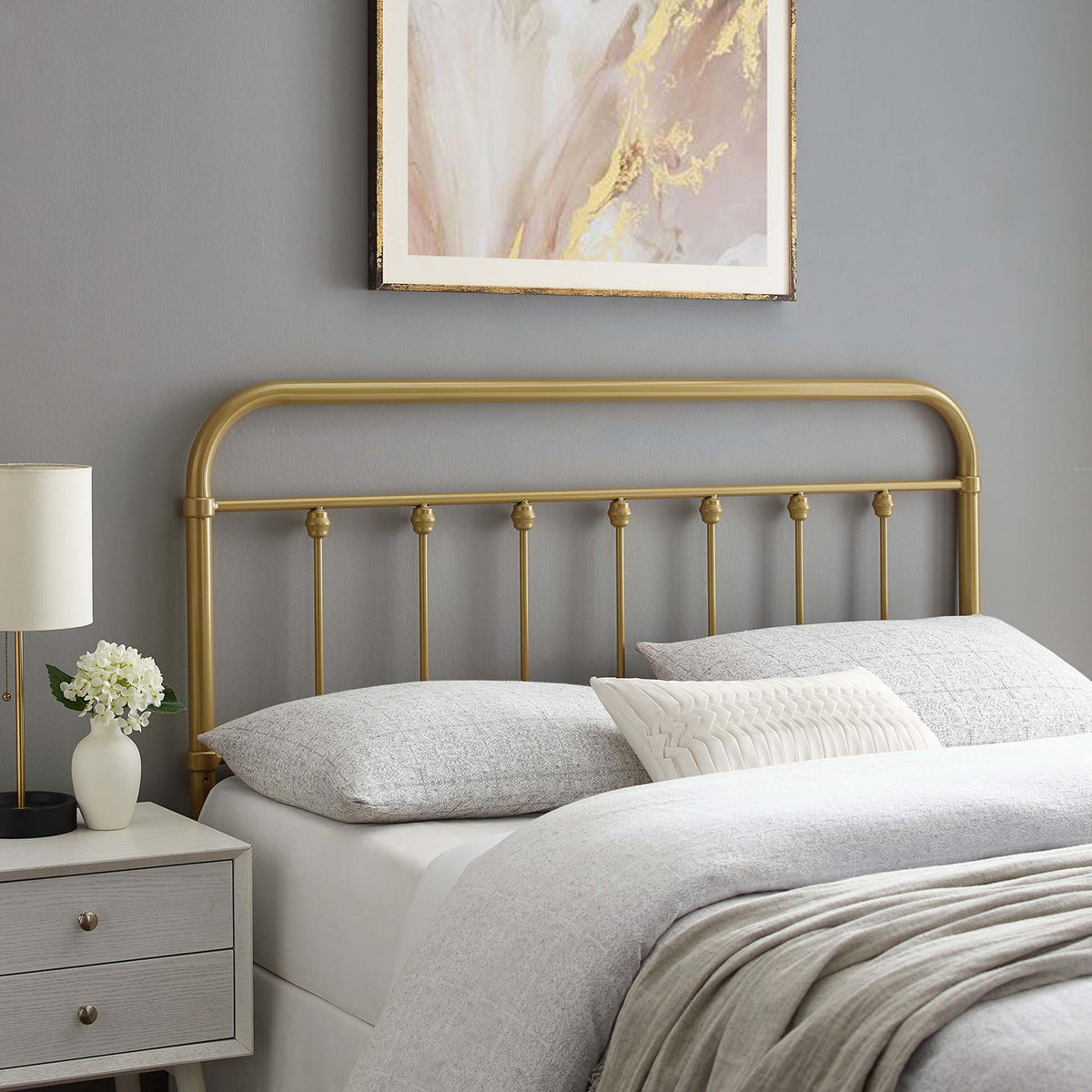 Sage Metal Headboard - Twin, Gold