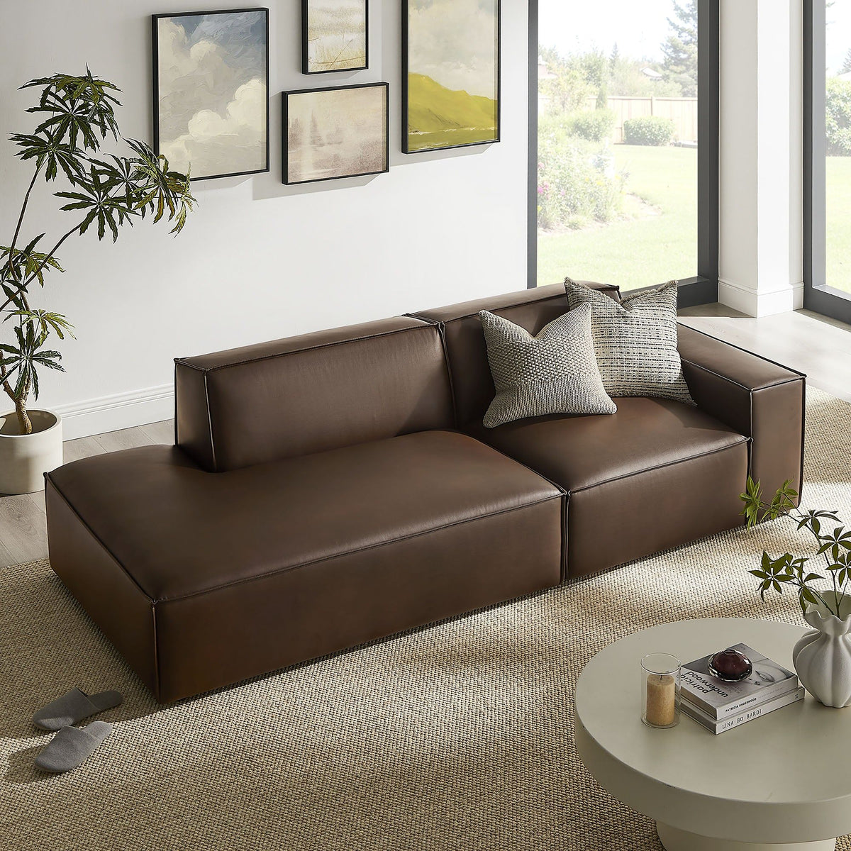 Restore 2-Piece Vegan Leather Modular Loveseat - Espresso