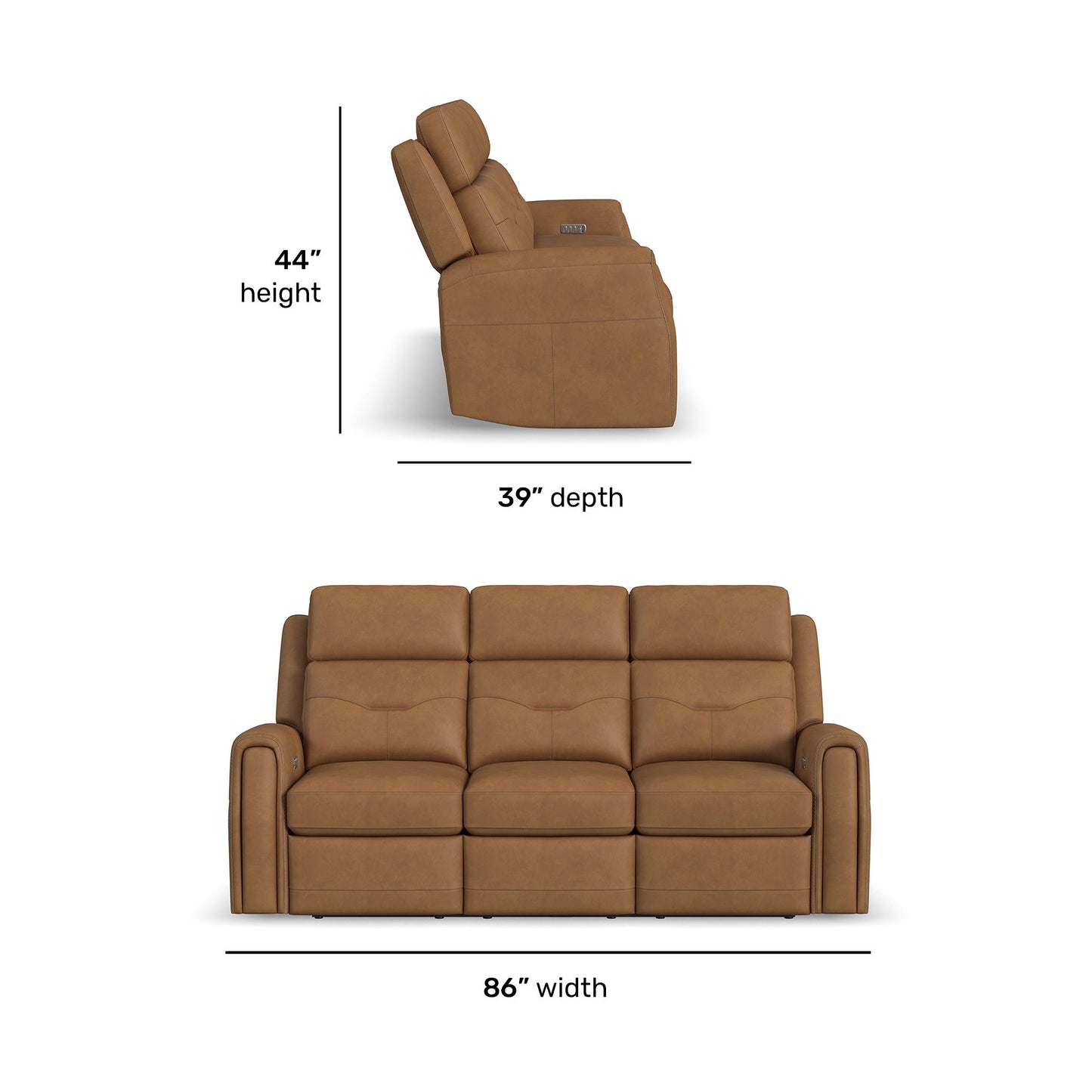 Felix - Power Reclining Sofa With Power Headrest, Lumbar, Heat & Massage