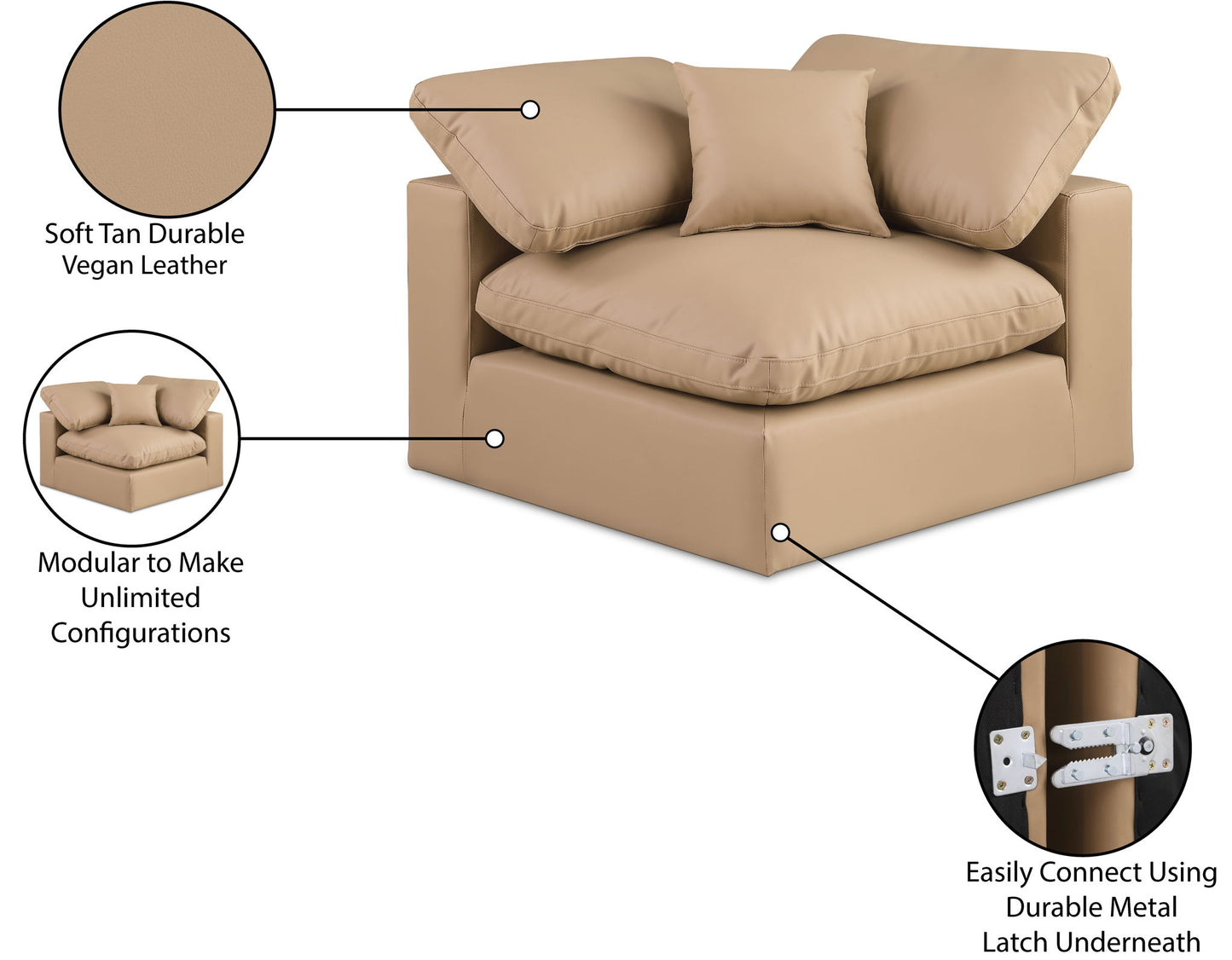 Comfy - Faux Leather Corner Chair - Tan