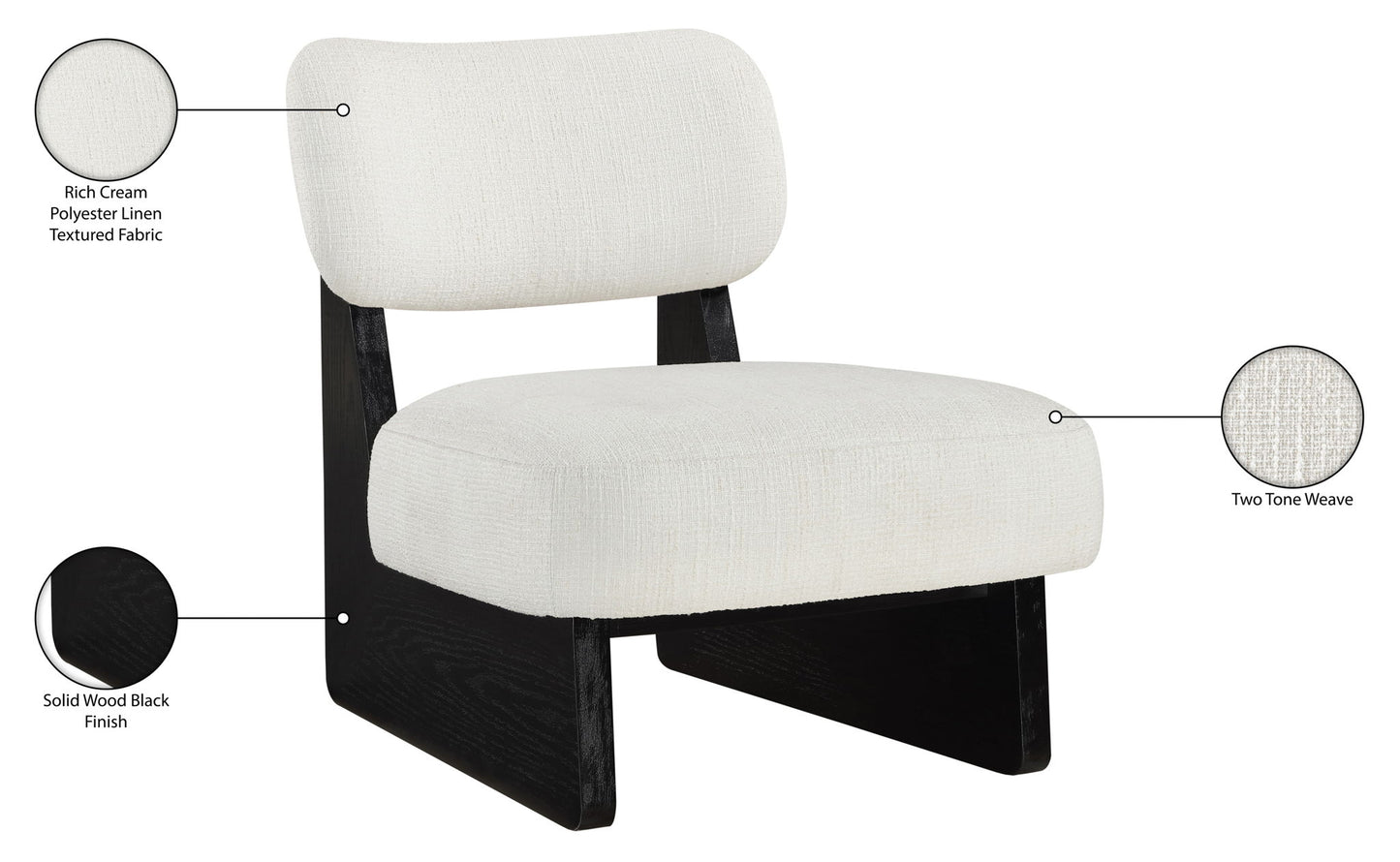 Vetra - Linen Textured Fabric Upholstered Accent Chair With Black Base