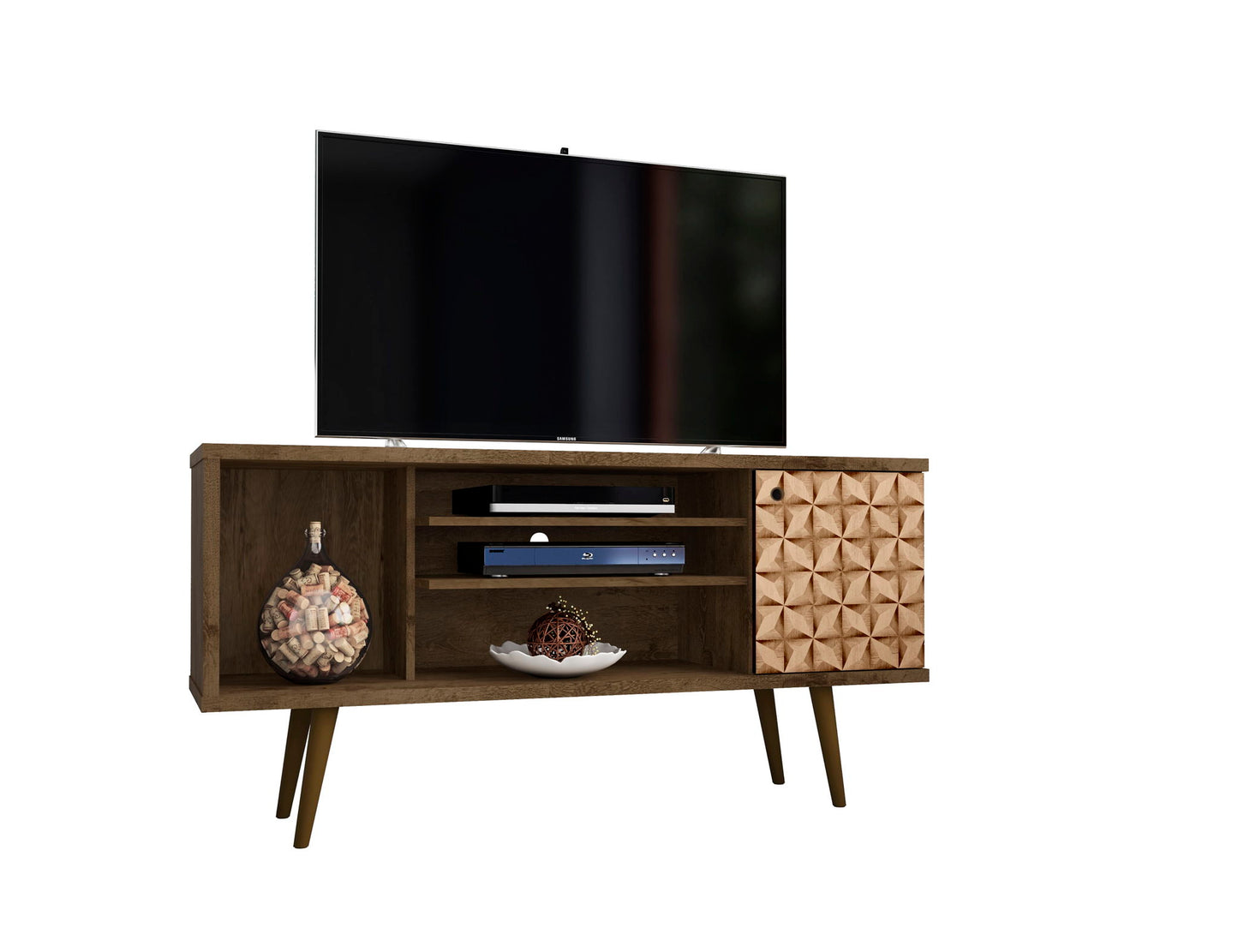 Manhattan Liberty - 53" TV Stand With Rustic Brown Frame
