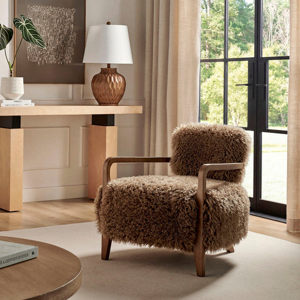 Zinnia Faux Fur Accent Chair - Brown