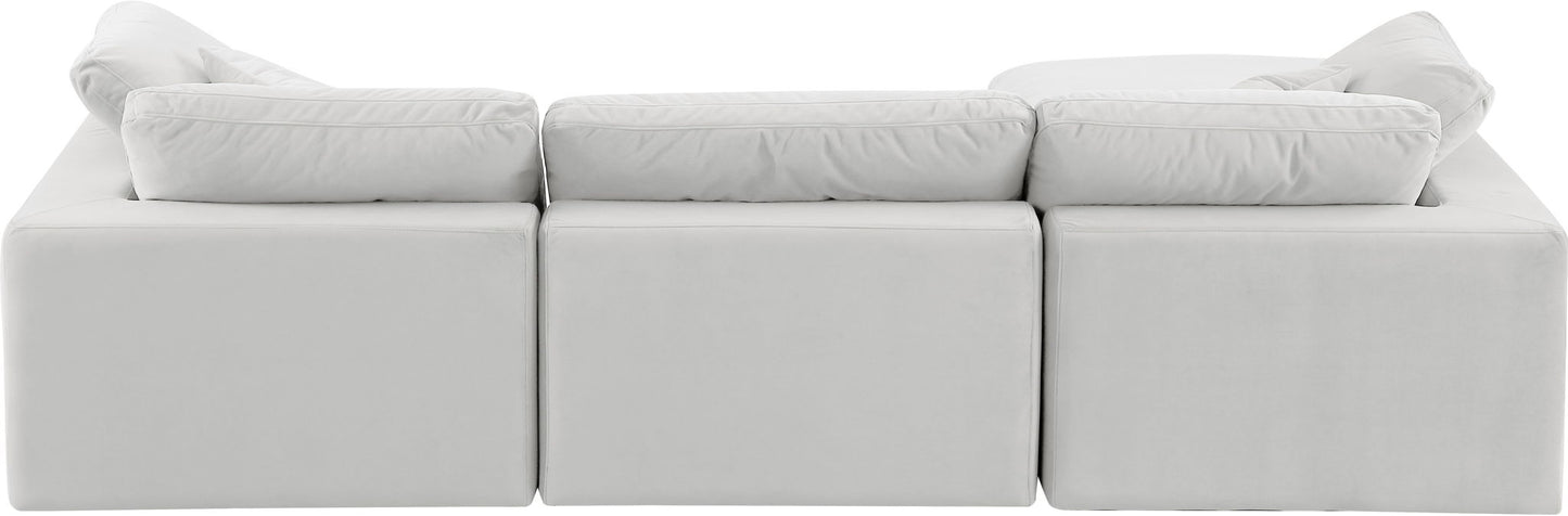 Comfy - 4 Piece Velvet Modular Sectional With Chaise - White