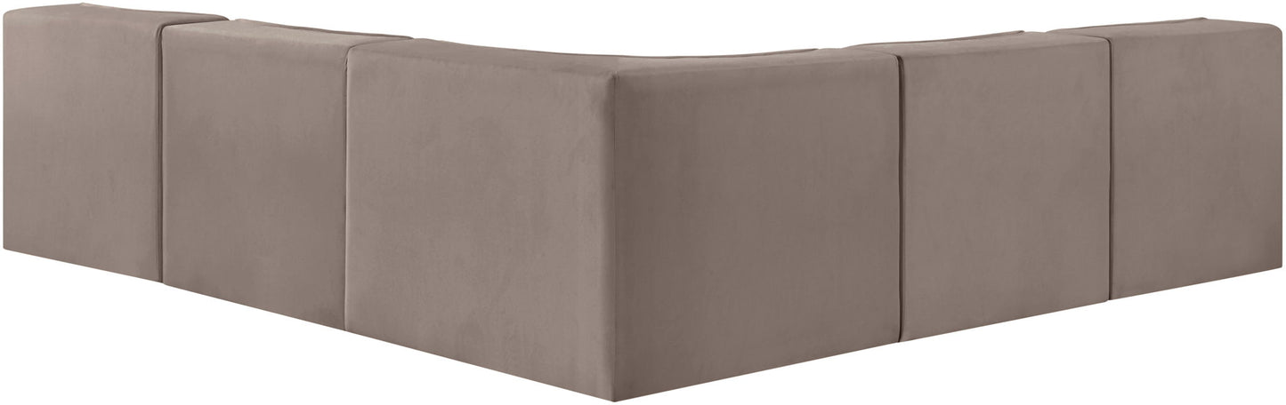 Rummi - Armless Velvet Performance Fabric Upholstered 5 Piece Modular Sectional