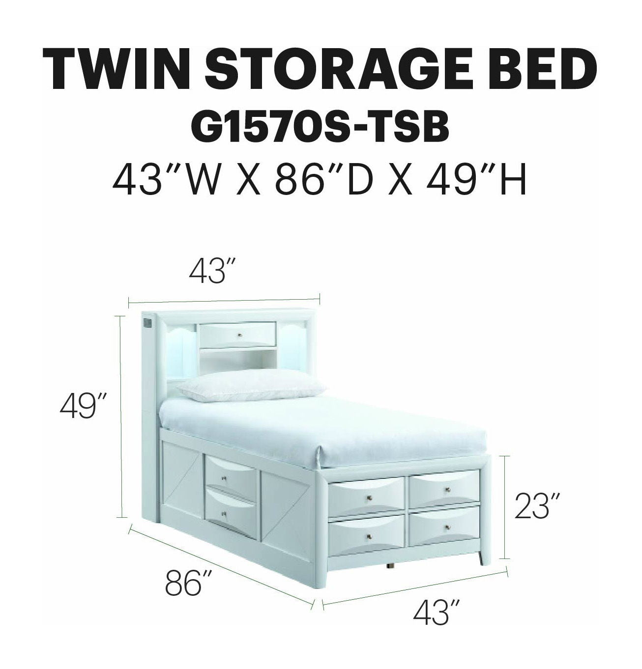 Glory Furniture - Marilla - Storage Bed With Lighting