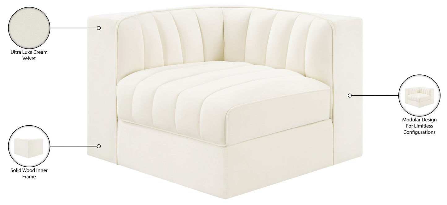 Rummi - Velvet Performance Fabric Upholstered Modular Corner Chair