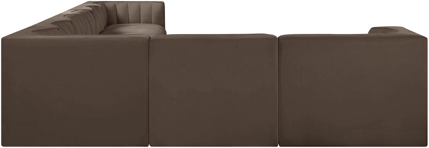 Rummi - Velvet Performance Fabric Upholstered 8 Piece Modular Sectional (With 3 Corner Chairs)