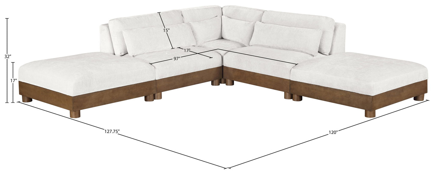 Turin - Chenille Fabric Upholstered Modular Sectional - Cream