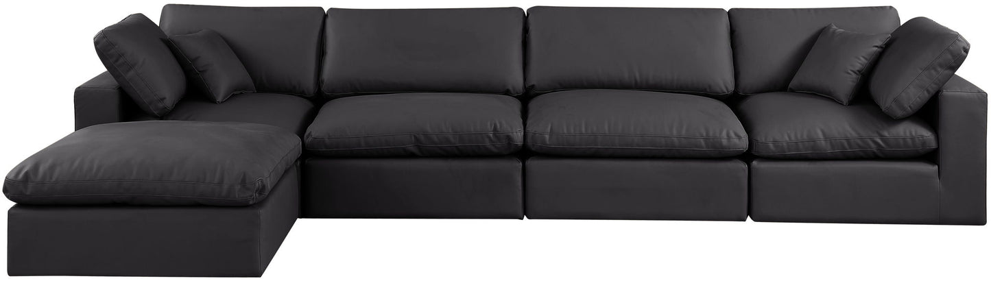 Comfy - 5 Piece Faux Leather Modular Sectional With Chaise