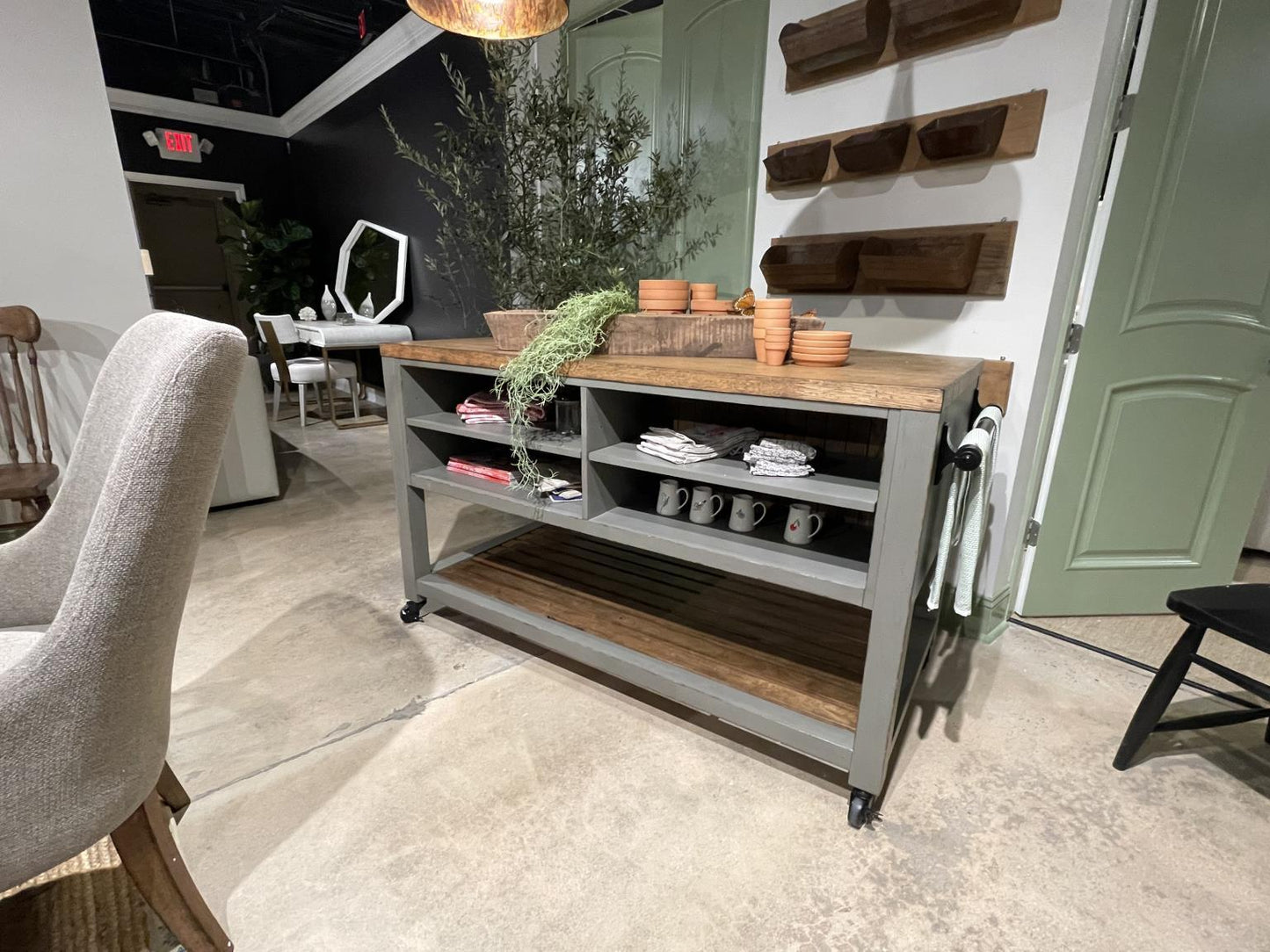 Vintage Market - Kitchen Island 6 Drawer With Casters