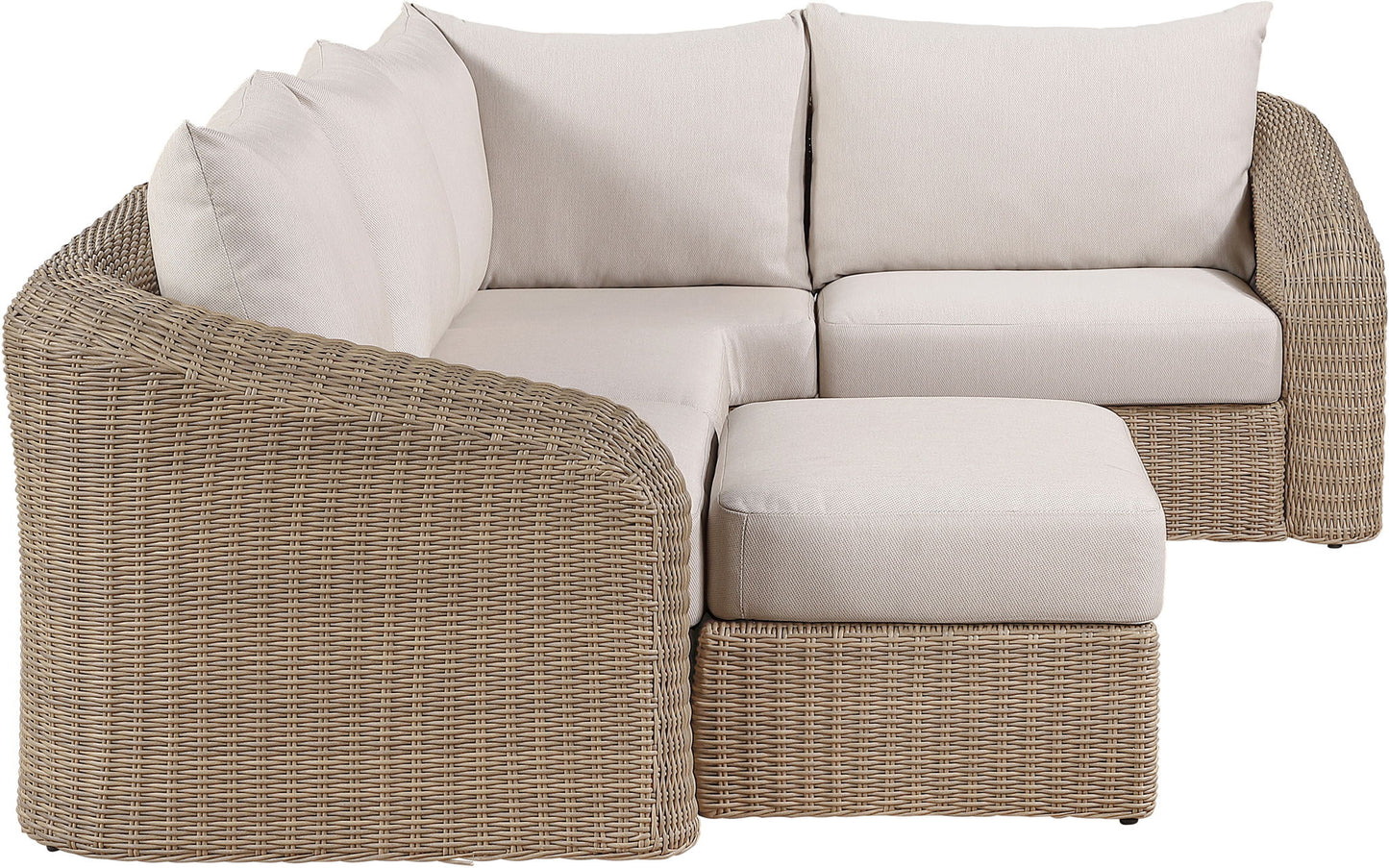 Seacrest - Olefin Water Resistant Fabric And Wicker 5 Piece Outdoor Patio Modular Sectional