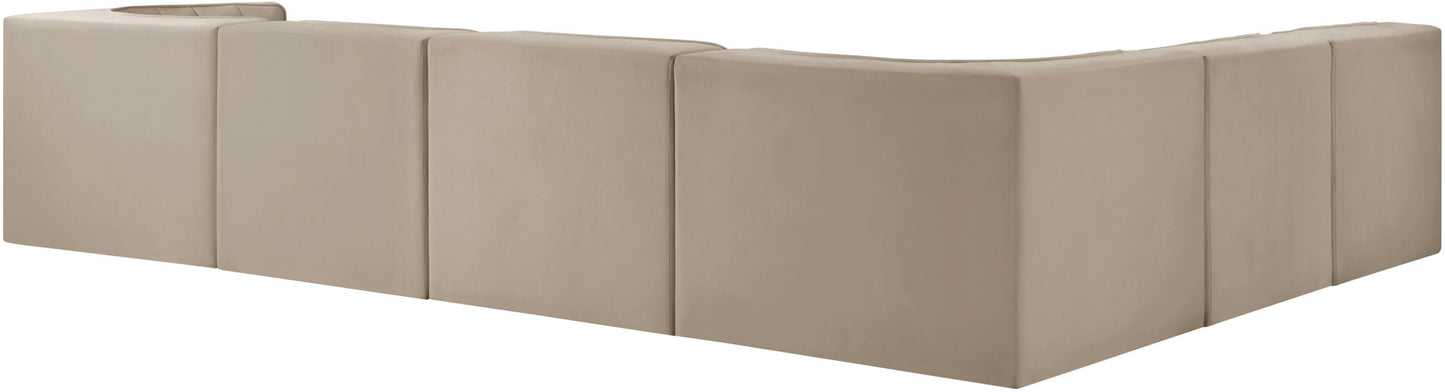 Rummi - Velvet Performance Fabric Upholstered 6 Piece Modular Sectional