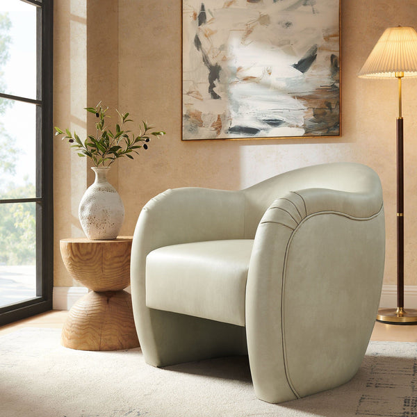 Compose Barrel Vegan Leather Accent Chair - Mineral