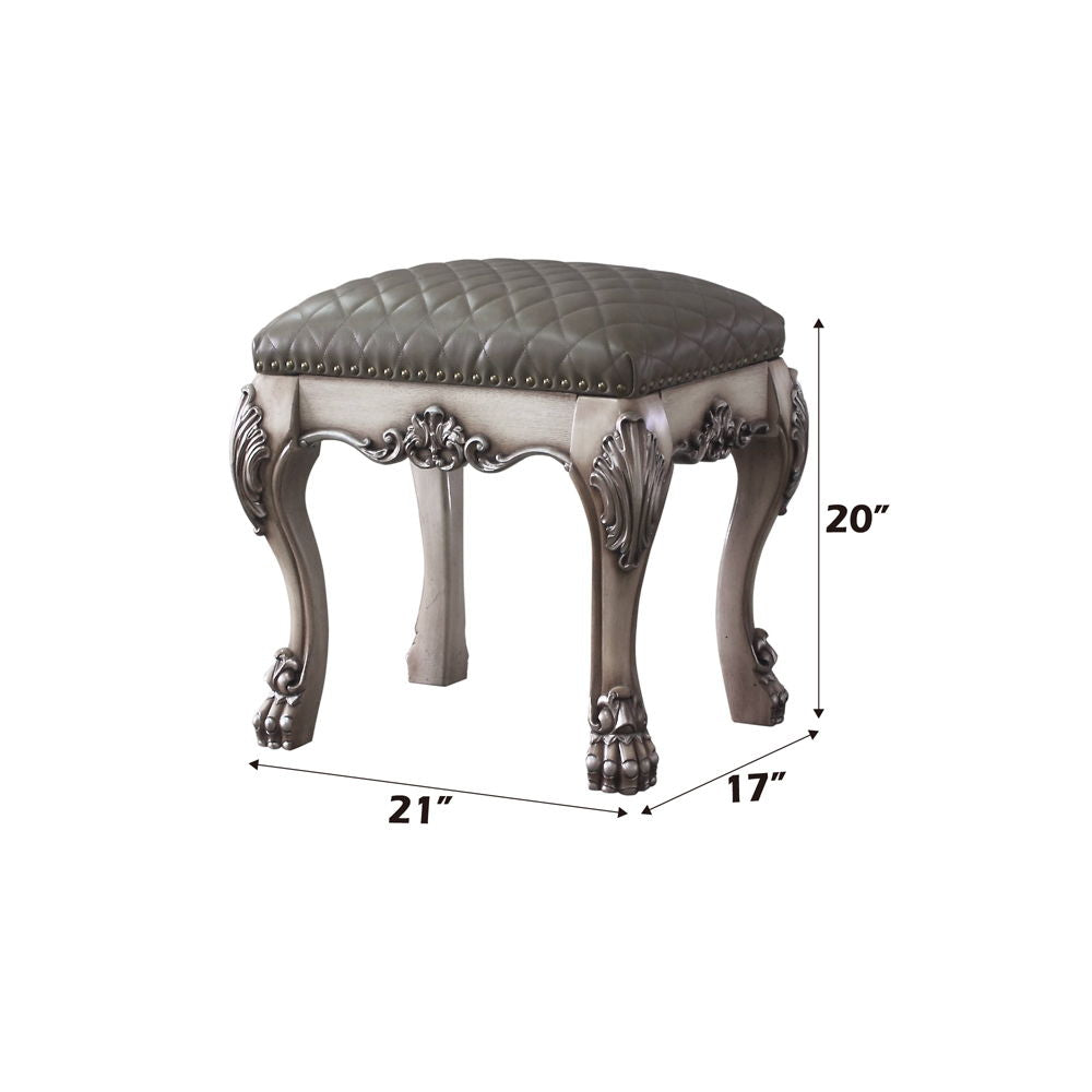 Dresden - Vanity Stool - Vintage Bone White & Synthetic Leather