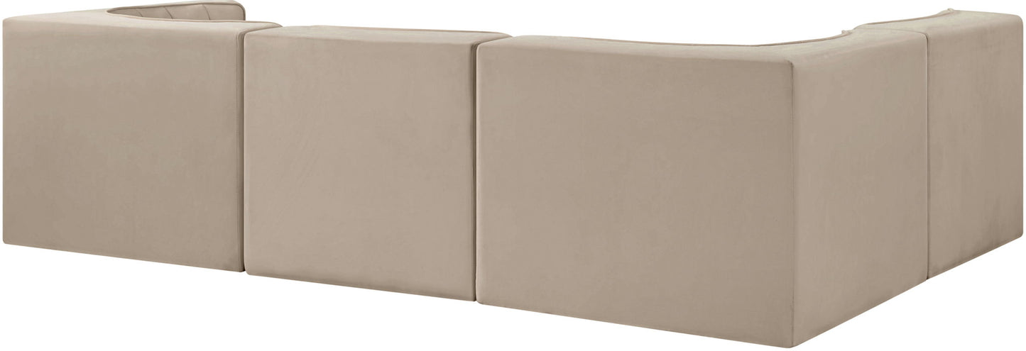 Rummi - Velvet Performance Fabric Upholstered 4 Piece Modular Sectional