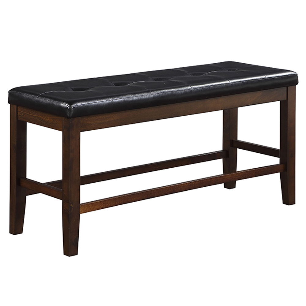 Urbana - Counter Height Bench - Black Synthetic Leather & Espresso