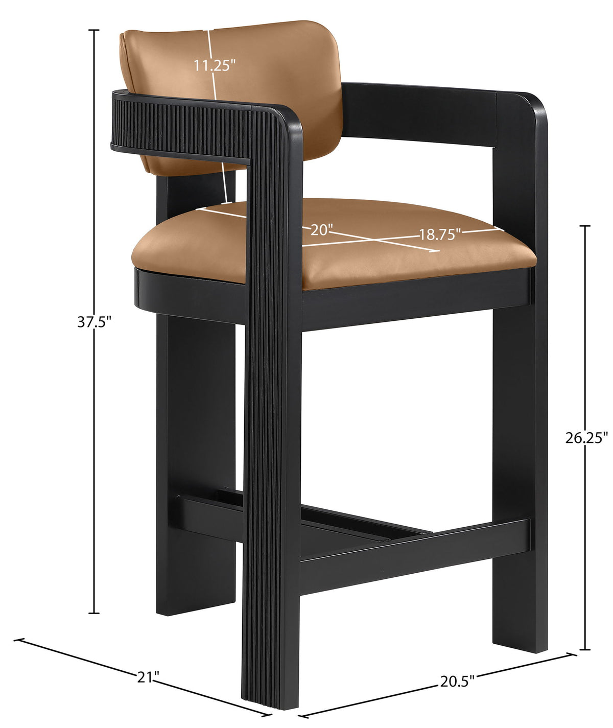 Sacha - Vegan Leather Upholstered Counter Stool With Black Base