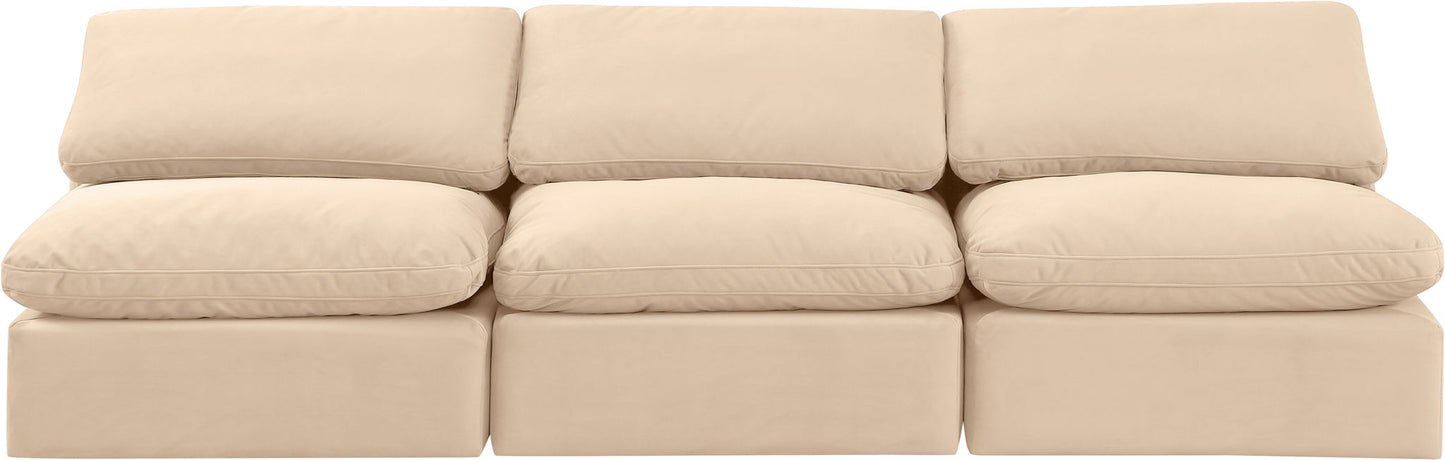 Indulge - Velvet 3 Seat Modular Armless Sofa