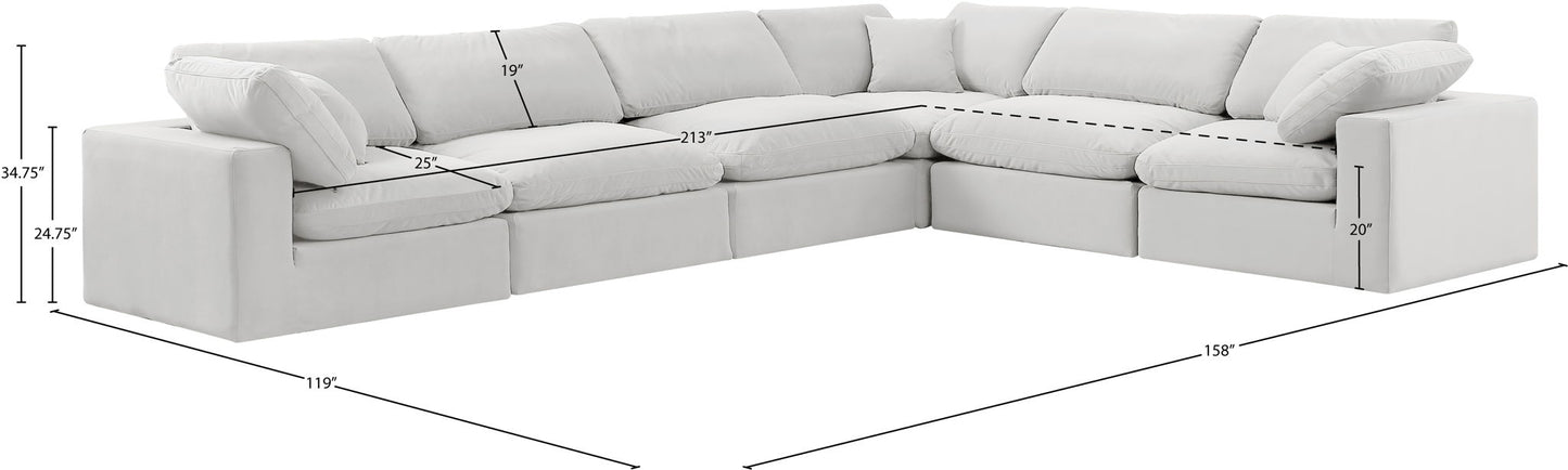 Comfy - 6 Piece Velvet Modular Corner Sectional