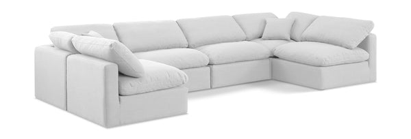 Indulge - Linen 6 Piece Modular U-Shaped Sectional - White