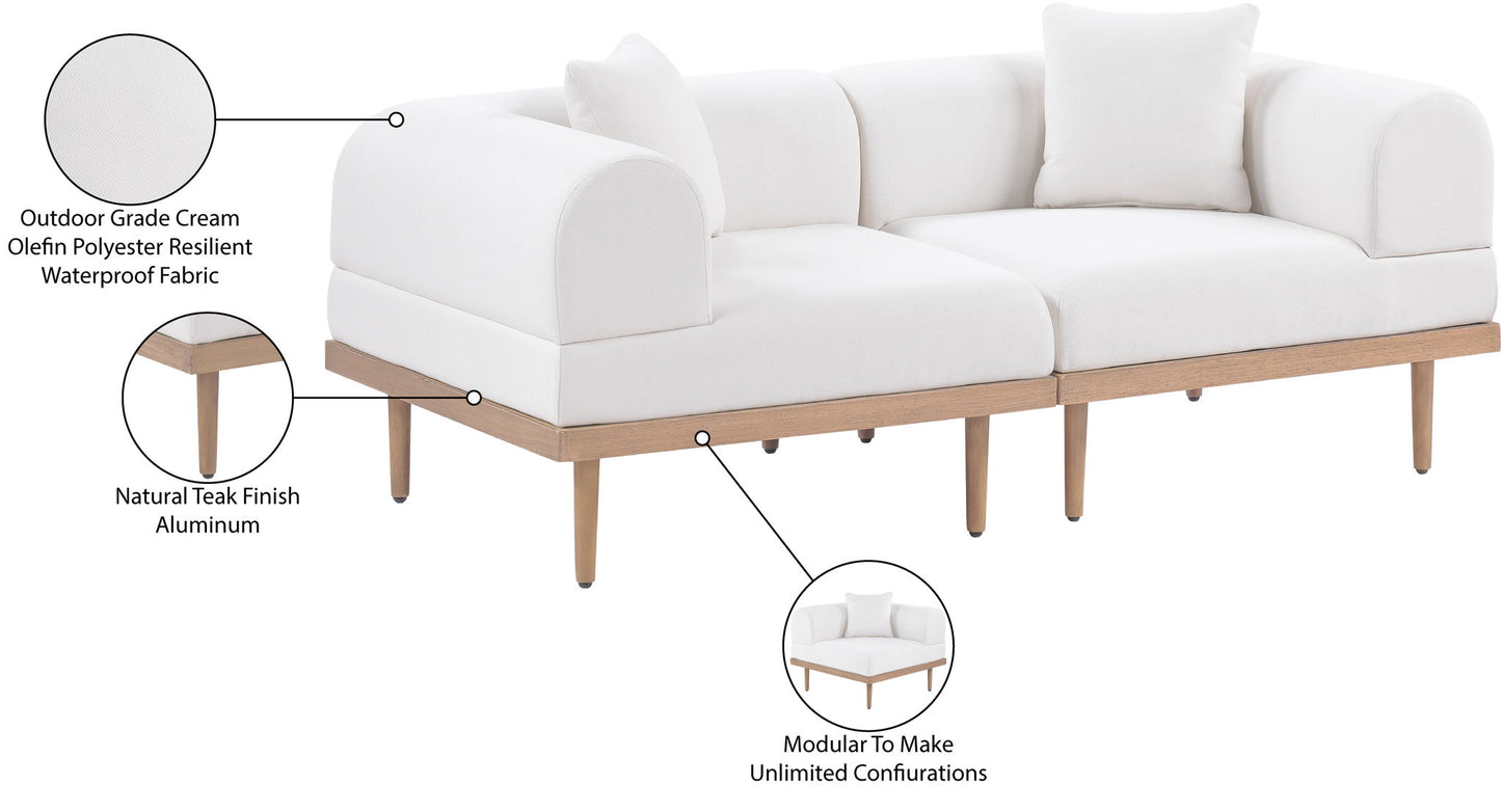 Laguna - 2 Piece Resilient Water Resistant Fabric 71" Upholstered Outdoor Patio Modular Loveseat