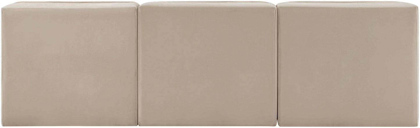 Rummi - Velvet Performance Fabric Upholstered 3 Piece Modular Armless Sofa