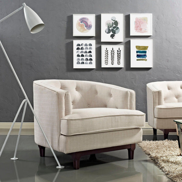 Coast Upholstered Fabric Armchair - Beige