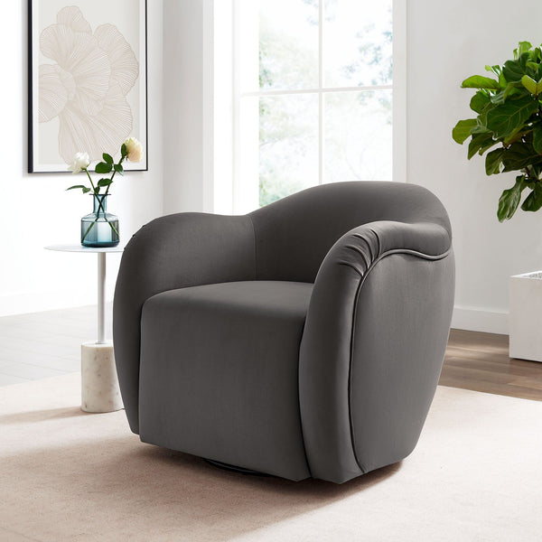 Compose Performance Velvet Swivel Armchair - Storm Gray