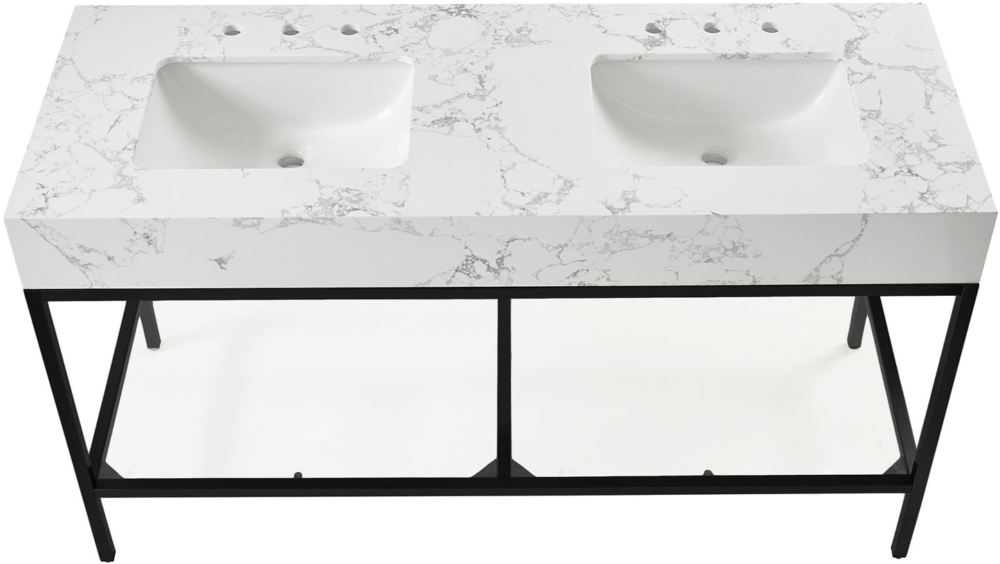 Marmo - Engineered Marble Bathroom Vanity With Black Base