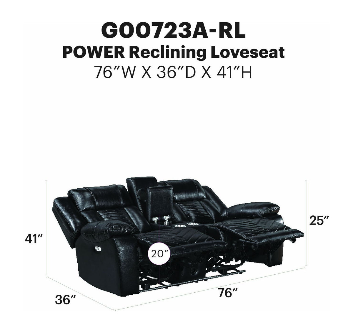 Glory Furniture - Sensa - Power Reclining Loveseat With Bluetooth Speaker And LED Belt