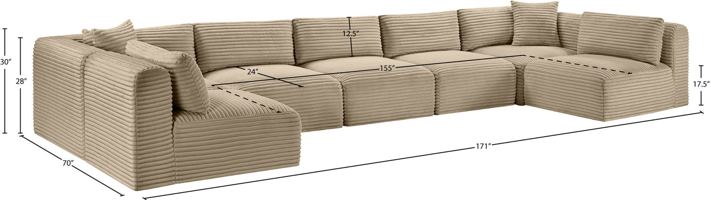 Shaggy - Fabric 7 Piece Modular U-Shaped Armless Sectional
