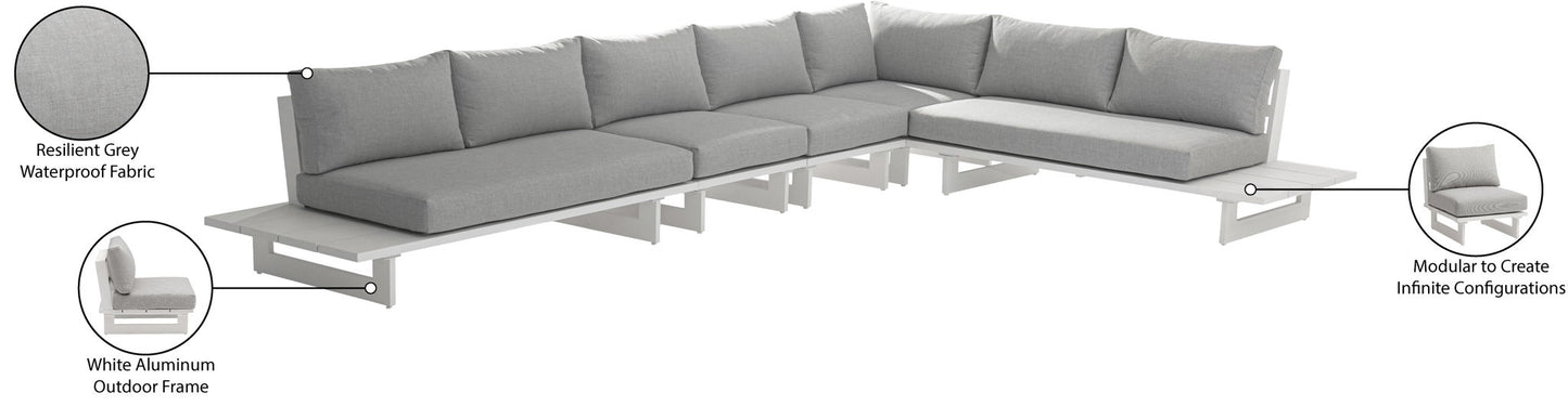 Maldives - 5 Piece Water Resistant Outdoor Patio Modular Sectional With White Base