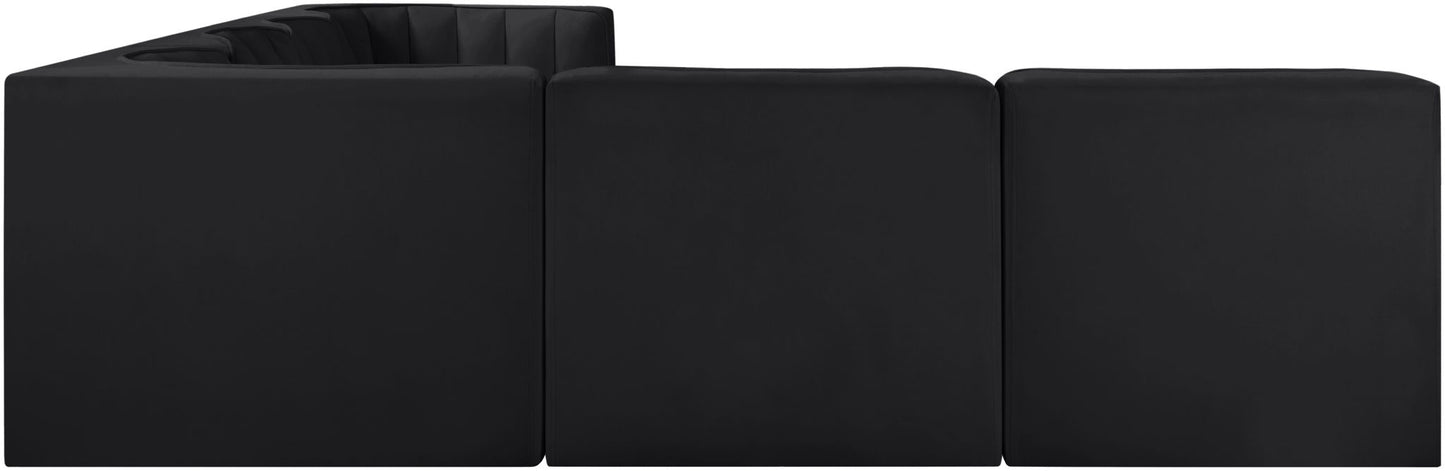 Rummi - Velvet Performance Fabric Upholstered 6 Piece Modular Sectional