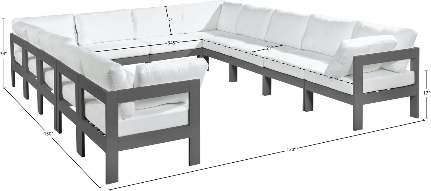 Nizuc - Outdoor Patio 12 Piece Modular Sectional With Gray Frame