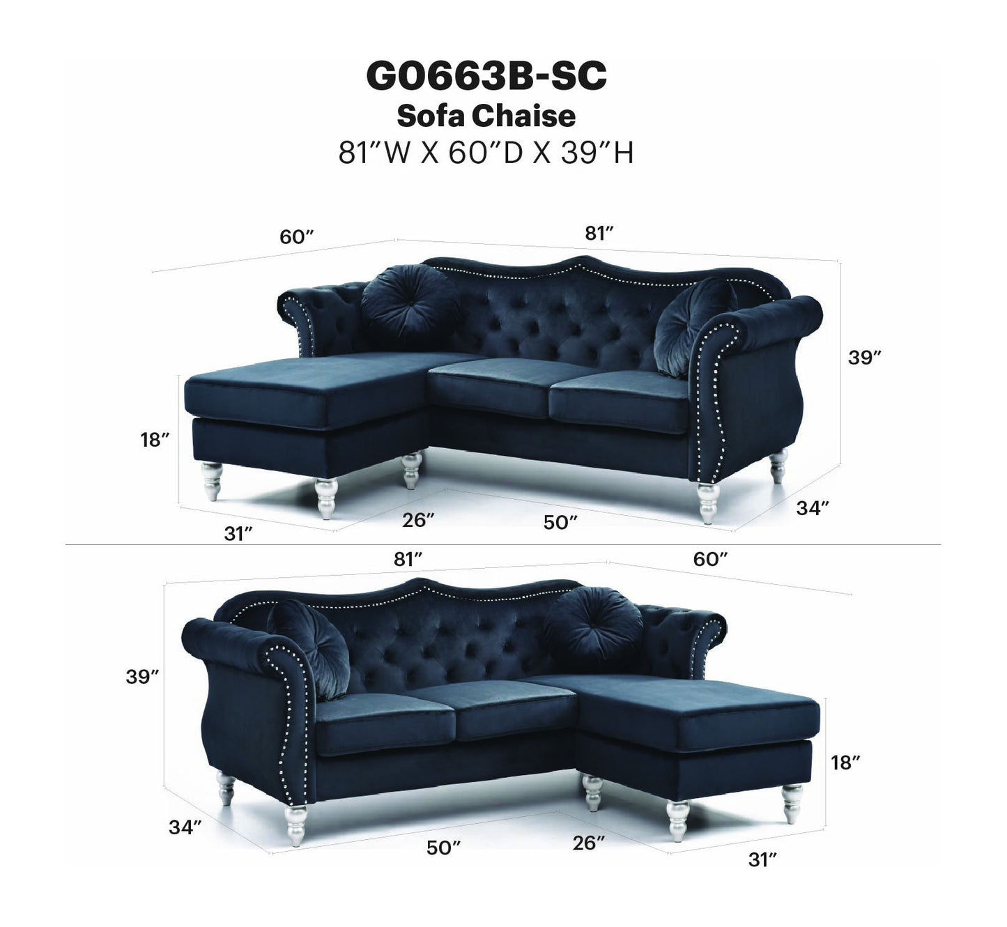 Glory Furniture - Hollywood - Sofa Chaise