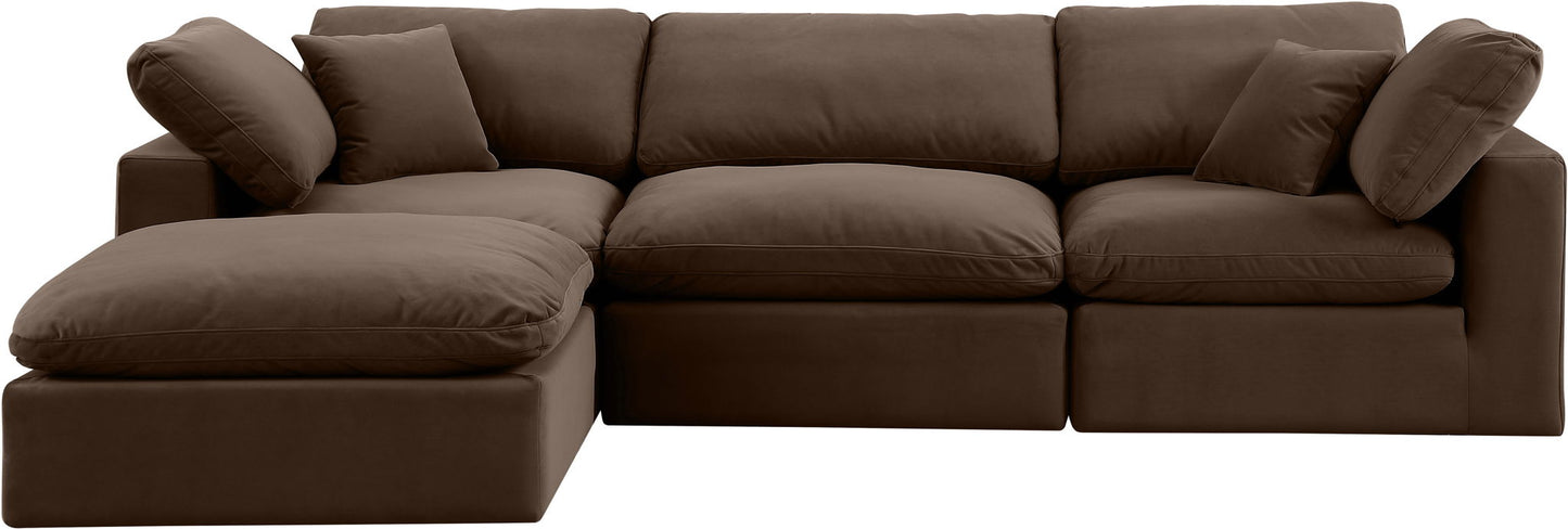 Comfy - 4 Piece Velvet Modular Sectional With Chaise