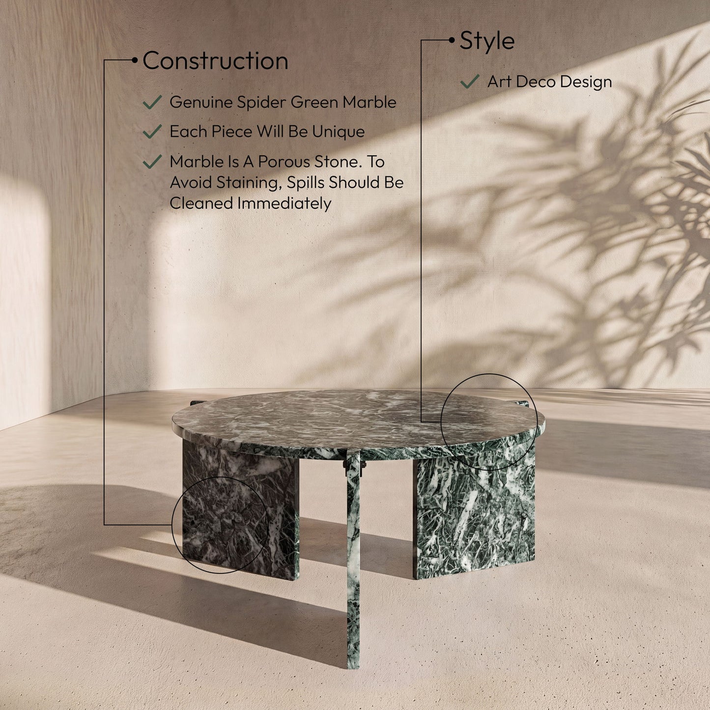 Vernazza - Genuine Marble Table