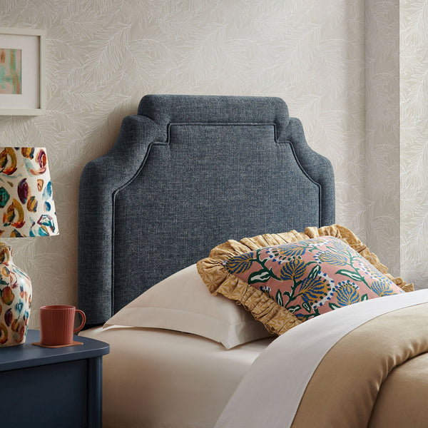 Magnolia Upholstered Fabric Headboard - Twin, Slate Blue