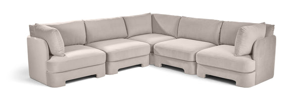 Hammond - Velvet Performance Fabric Upholstered 5 Piece Corner Sectional