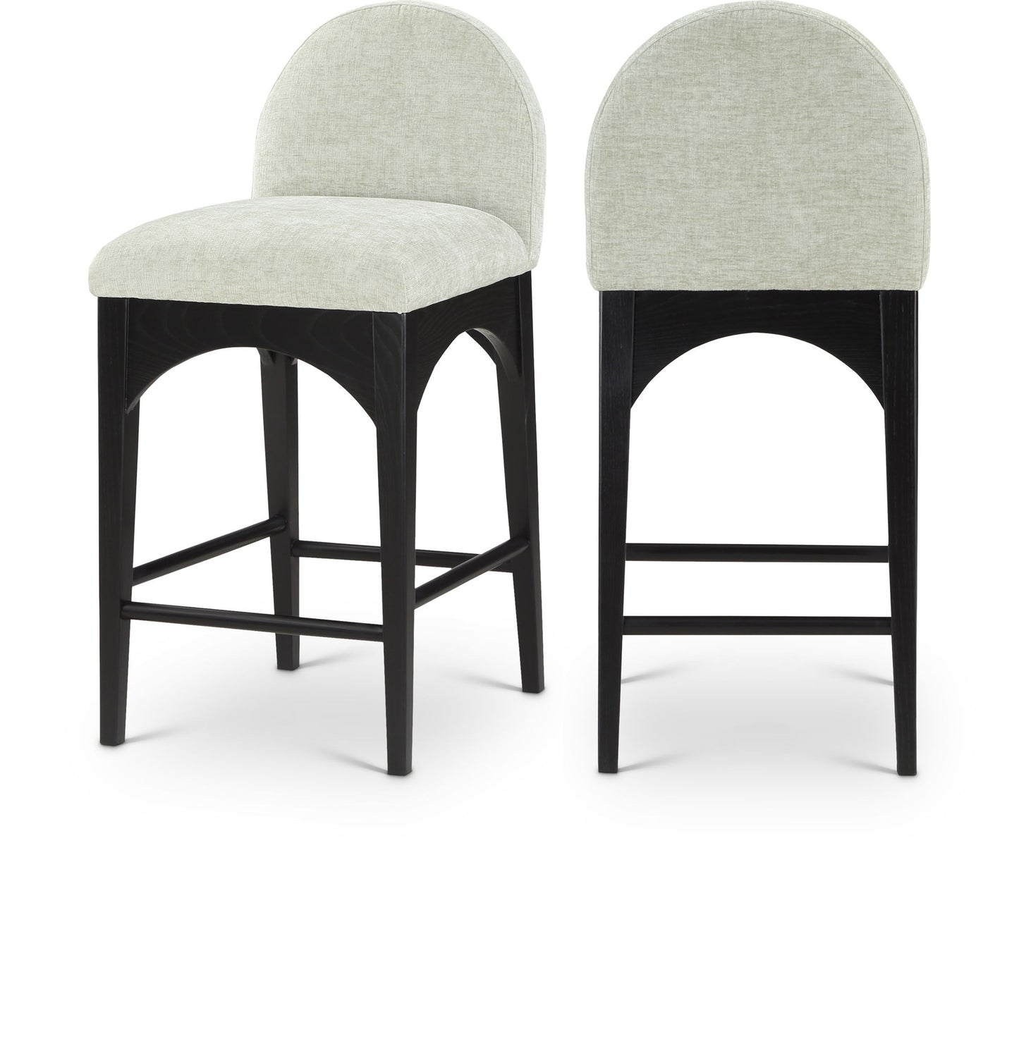 Waldorf - Chenille Stool With Black Legs