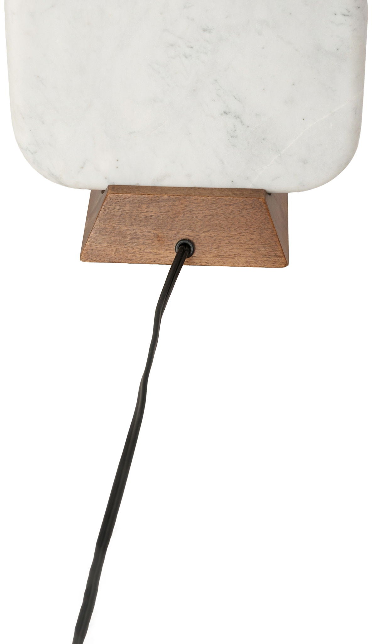 Solis - 14" Genuine Marble And Mango Wood Base With Linen Textured Fabric Shade Table Lamp