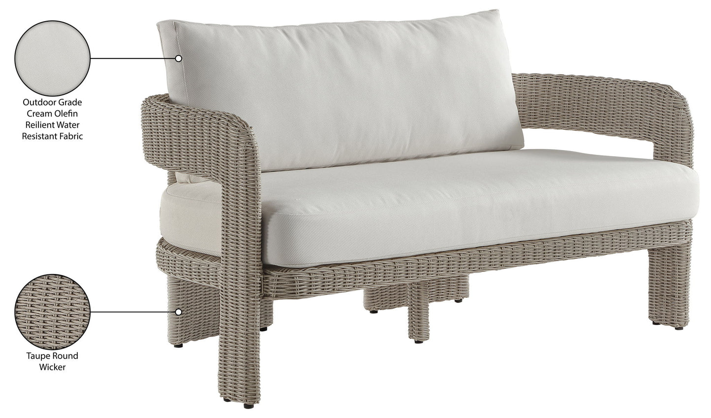 Sandbay - Olefin Water Resistant Fabric And Wicker Outdoor Patio Loveseat