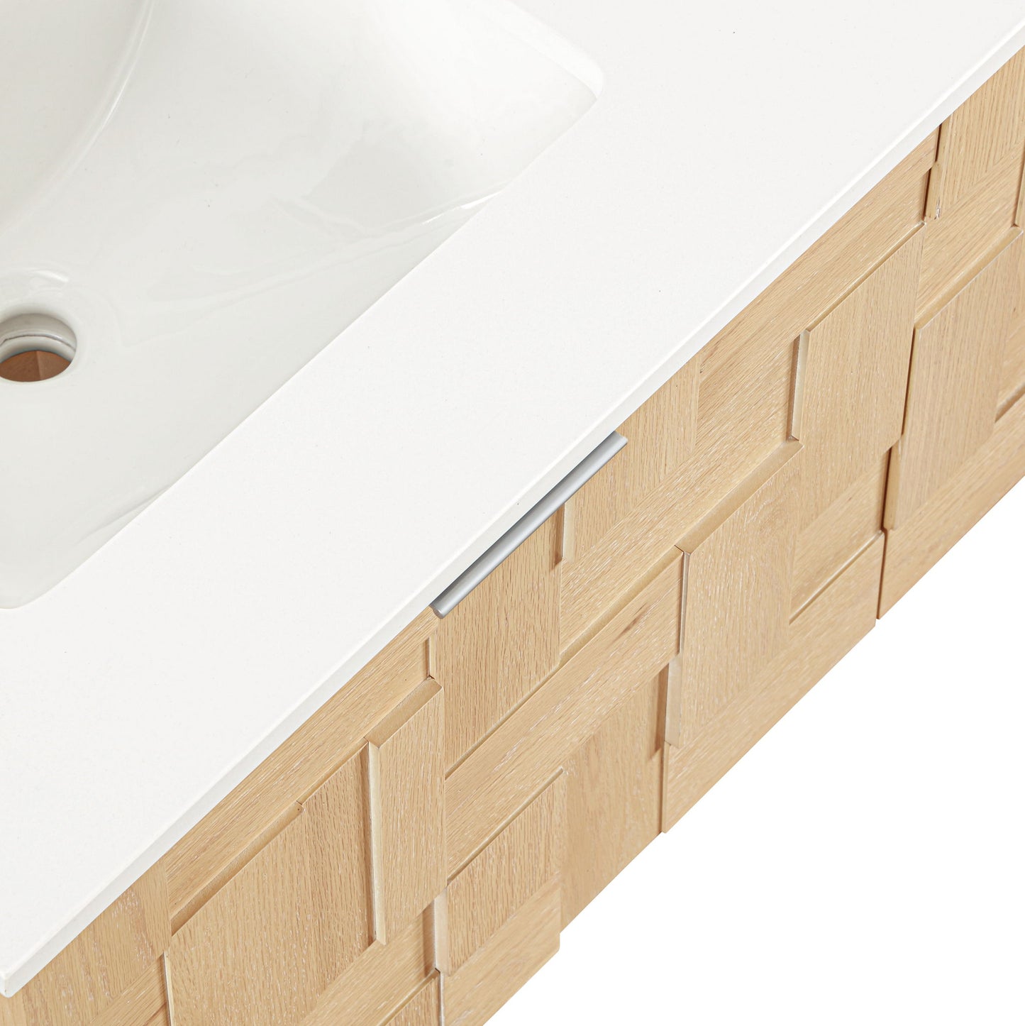 Leonardo - Engineered Stone And Solid Wood 24" Wall Mounted Bathroom Vanity